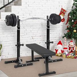 Yaheetech Pair of Adjustable Squat Rack Standard 44-70 Inch Barbell Rack, Solid Steel Squat Stands Bench Press Storage Home Gym Portable Dumbbell Stands