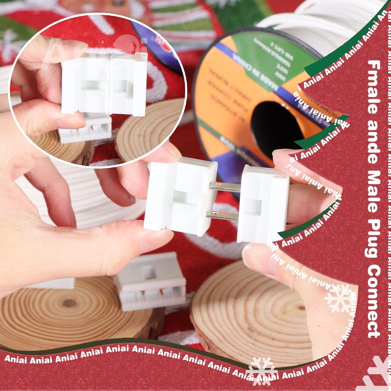 Aniai 18/2 SPT-2 Wire 100FT with 6PCS Vampire Plugs -