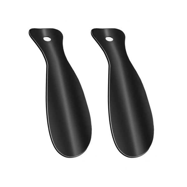 YOLCAR 2 Pack Metal Shoehorns, 7.3 Inches Portable Black Metal