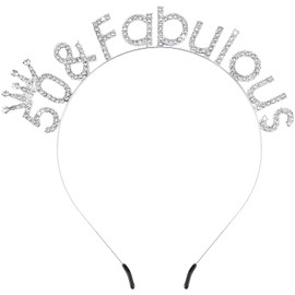 Atoden 50th Birthday Decorations for Women 50 and Fabulous Birthday Headband Silver Tiara Queen Crown 50th Birthday Gifts for Her Happy 50th Birthday Accessories for Woman Party