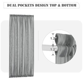 PONY DANCE Sidelight Curtain Panel - 30 Wide by 72 Long Dark Grey Linen Look Sheers Voile Door Window Blind for Metal Door Side Light French Front Entry Door, 1 Piece