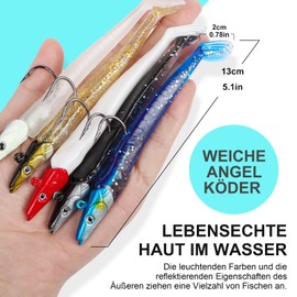 Figarge Rubber Fish with Jig Head Rubber Fish Set Rubber Bait for Freshwater Saltwater Rubber Fish for Pike Bait, Perch Bait Set, Zander Rubber Bait, Fishing Lure Trout Tackle 11 cm 10 Pieces