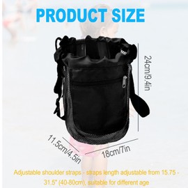 IONPSHG 2-Pack Foldable Mesh Beach Toy Backpacks - Adjustable Shoulder Straps, Lightweight Swim Sand Bags for Vacation, Gym, Sports, Pool & Outdoor Activities (Black, yellow)