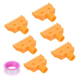 uxcell 6 Pcs BSPT1/4 Male Blowing Wind Nozzle, Flat Air Nozzle Orifice Nozzle ABS Air Spray Jet Nozzle with A PTFE Tape for Compressed Air Machine Accessories (Mini, Yellow)