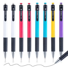 M&G Ballpoint Pens, 0.7mm Fine Point Black Ink Retractable Ballpoint Pens Smooth Writing Large Capacity Pens for School & Office, 8 Pack