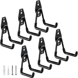 HUPBIPY 6 Pack Garage Hooks Heavy Duty,Utility Steel Garage Storage Hooks,Wall Mount Garage Hanger&Organizer for Organizing Garden Lawn Tools,Ladders,Bulk Items,Bikes,Ropes and More Equipment