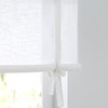 Vicky White Roman Blind, Linen Look with Hemstitch Lace, Drawstring,