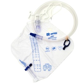 Bolsa Recolectora de Orina Nipro 2000 mL, con Cámara Antirreflujo, Filtro, Puerto de Inyección de Silicón. Estéril. Pieza