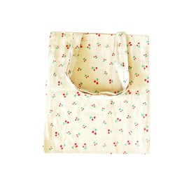 Chezi Women's Cute Cherry Cotton Canvas Tote Shoulderbag Shopping Bag Beige