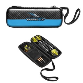 Harrows Darts Case Carbon ST Pro | Dart Case Darts Holder I Darts Case Holds 3 Darts | Protective EVA Material | Darts Accessories I Holds 3 Darts Fully Assembled and Darts Accessories (Blue)