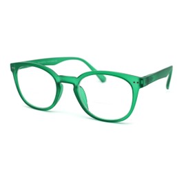 SA106 Unisex Round Keyhole Plastic Rim Bi-focal Reading Glasses +1.0 Matte Dark Green