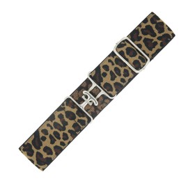 CHOOSEU 1.5 inch Equestrian Elastic Belt, Stretchable And Comfortable Waist Belt For Women And Girls, Prefect Equestrian Gift, Leopard Print With Silver Surcingle, elastic