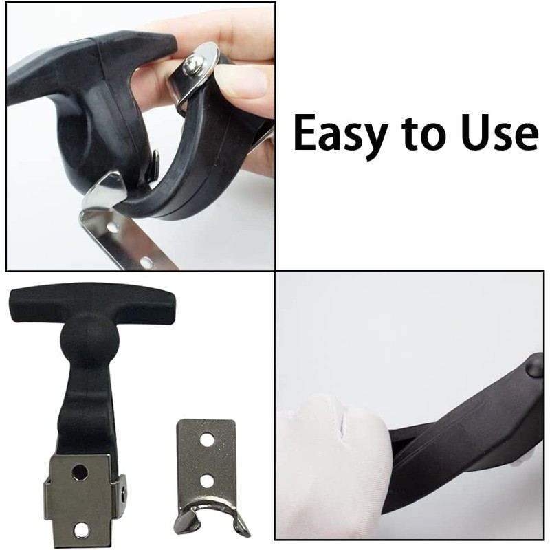 Tiardey 2pcs Elastic Stainless Steel Rubber Hood Catch Flexible T-Handle