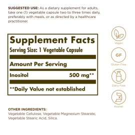 Solgar Inositol 100 Count Vegan Non-GMO Gluten-Free Brain Support Supplement