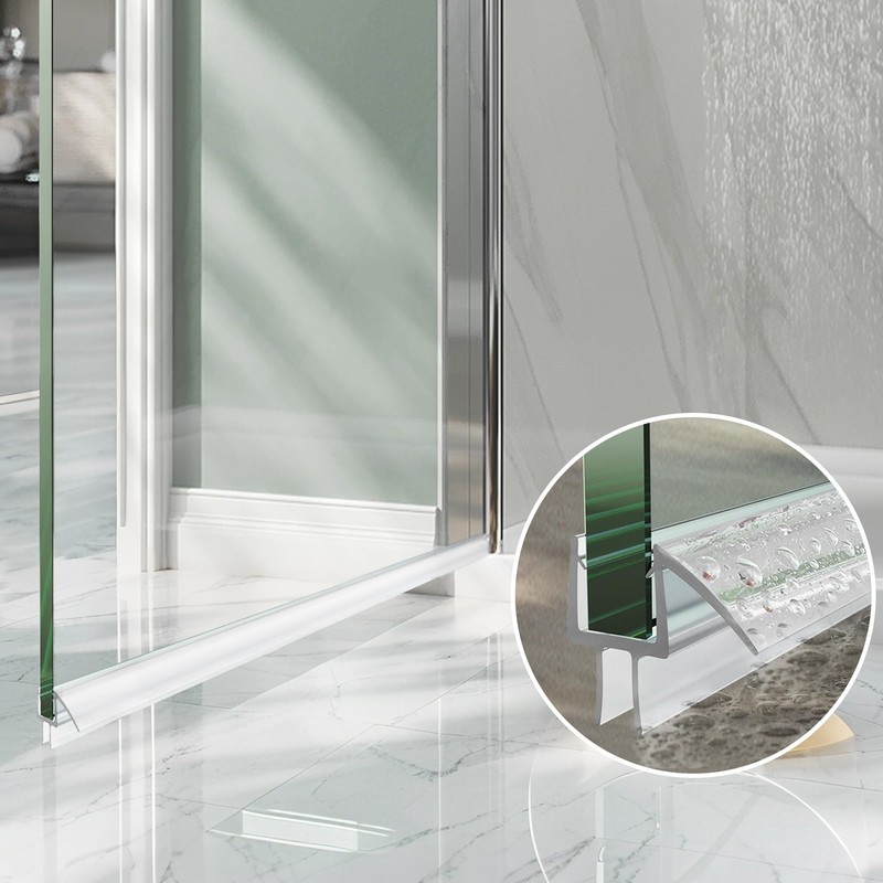 Shower Door Bottom Seal, 2-Pack PVC Strips with Sweep 39"