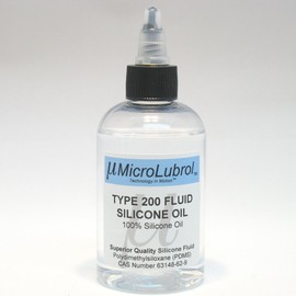 MicroLubrol 200 Fluid Pure Silicone Oil Polydimethylsiloxane (PDMS) 350 centistokes (CST) Viscosity, 4 oz Bottle