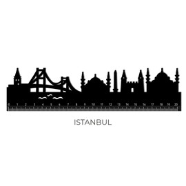 Legami - Follow The Skyline Ruler, 20 x 5 cm, Istanbul Variant, Double Profile: One for Net and Precision Lines, One with the Monoments of Istanbul