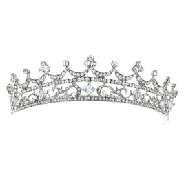 SAMKY Wedding Bridal Hair Accessories Silver Rhinestone Crystal Tiara Crown Headpiece for the Bride