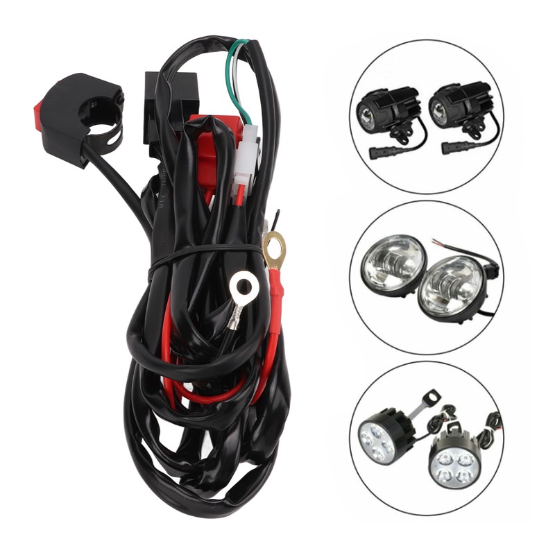 Motorcycle LED Work Light Switch Wiring Harness 12V 40A for