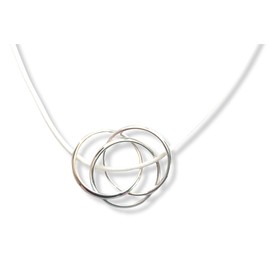 Lovelegis Three Intertwined Rings Necklace - Rings - Gift Idea - White Strap, Faux Leather, No Gemstone