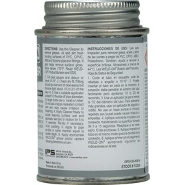 Weld-On 10204 C-65 PVC/CPVC/ABS/Styrene Cleaner - Low-VOC, Clear, 1/4 Pint (4 fl oz)