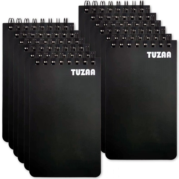 TUZAA 12 Pack Waterproof Notebook,3" x 5" Top-Spiral Pocket Notepad,All-Weather