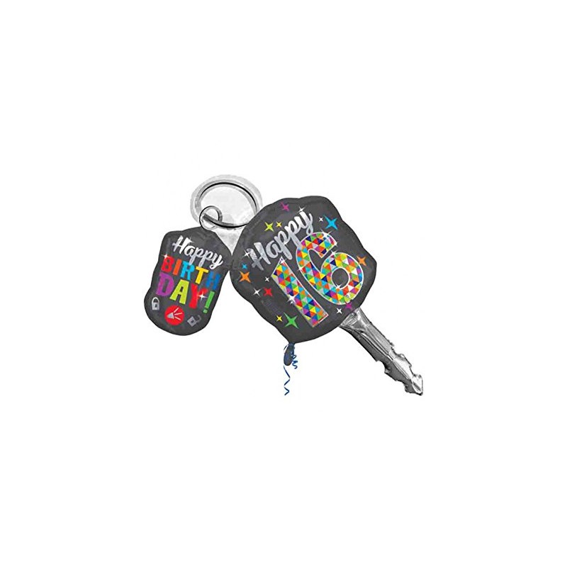 Sweet 16 Birthday Car Keys Shaped 38" Mylar Balloon