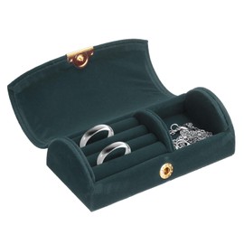 sourcing map Small Travel Jewelry Box, Ring Box Jewelry Holder Portable Storage Organizer Case for Rings Necklace Earrings Gift for Women Girls, Drak Green