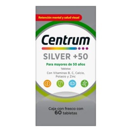 Centrum Silver +50 Multivitamínico Adultos | 60 Tabletas | Vitaminas y Minerales Esenciales