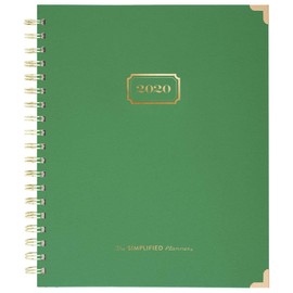 Simplified by Emily Ley 2020 Planificador semanal y mensual, 7-3/4 pulgadas x 10 pulgadas, medio, lino verde (EL302-904-20)