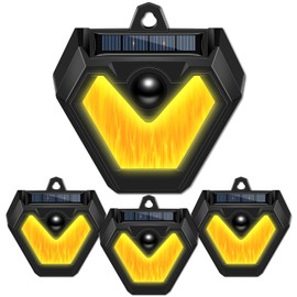 Qualirey 4 Pcs Upgraded Solar Nocturnal Animal Repeller Flickering Flame Outdoor Animal Repellent Motion Activated Coyote Deterrent Light for Skunk Deer Chicken Coop Farm Garden Yard(Orange Light)