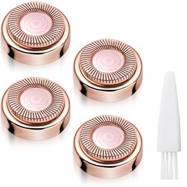 4 PCS Hair Remover Replacement Heads for Flawless Gen 1 Women's Facial Hair Removal Tool Replacement Heads Compatible with Finishing Touch Flawless Generation 1, Includes Cleaning Brush, Rose Gold