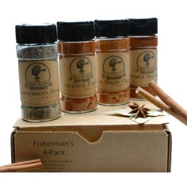 Fishermans 4-Pack ~ BBQ Rub and Spices Gift Set of 4 ~ High Plains Spice Company ~ Gourmet Meat & Veggie Spice Blends & Rubs For Fish, Chicken, & All Recipes ~ Spice Blends Handcrafted In Colorado