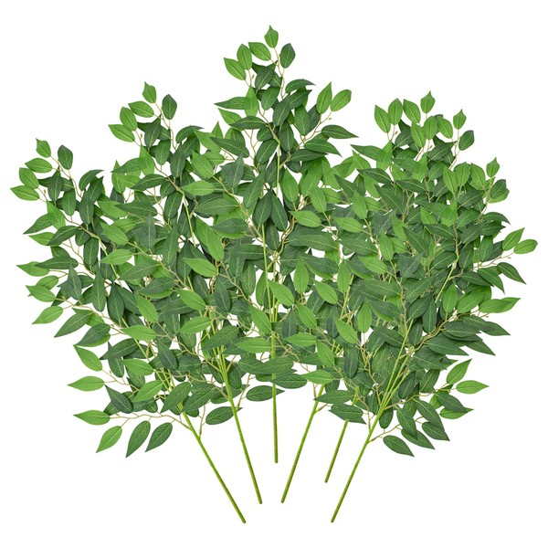 Bacucine 6Pcs Artificial Italian Ruscus Greenery Stems Faux Greenery Branches
