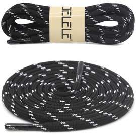 DELELE 2 Pair Round Climbing Shoelaces Black White Hiking Shoe Laces Boot Laces 49.20 inch