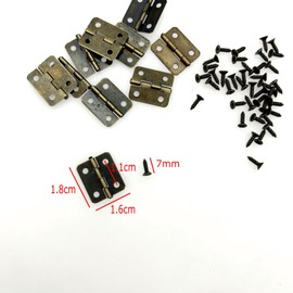 JZK 10 X Bronze Mini Hinges, Metal Hinge Replacement Hinge Drawer Hinges 18 * 16mm Small Furniture Cabinet Hinges with Small Screws for Dollhouse DIY Crafts Wooden Jewelry Box