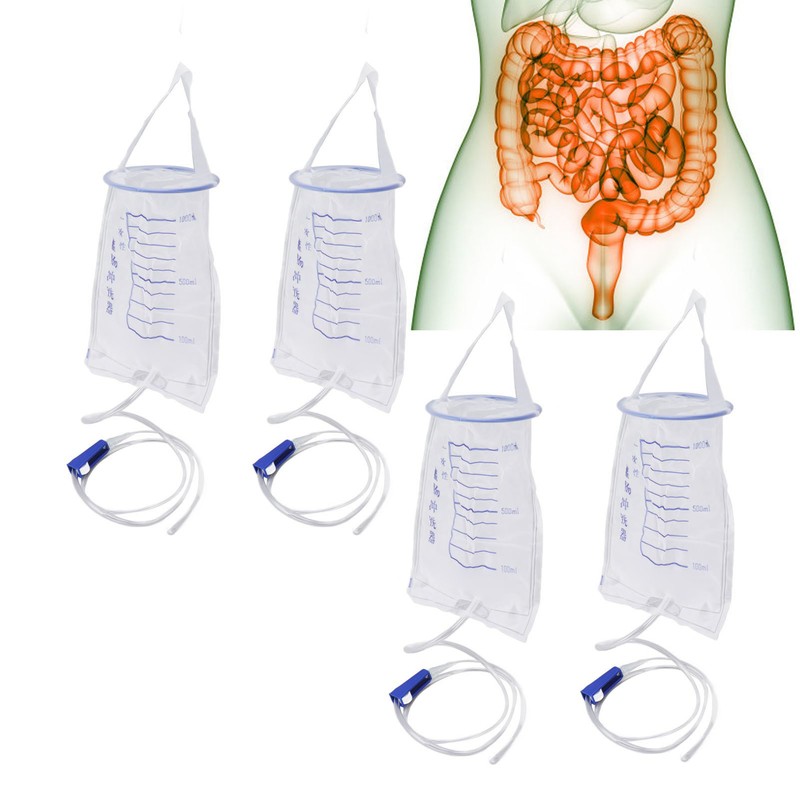 10PCS Enema Bag Set 1000ML Silicone Reusable Hangable Enema Cleaner