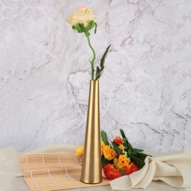 Vase Gold, Ceramic Vase Decoration, Modern Plants Vase for Wedding Decoration, Home Office Decorations, 5.9 x 5.9 x 26.2 cm