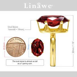 Linawe Ruby Rings for Women, Gold Red Cubic Zirconia Imitation Diamond Adjustable Ring, Burgundy Crystal Gemstone Birthstone Rhinestone Dupes Women Jewellery, Chunky Cocktail Ring