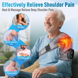 GVMSOR Shoulder Heating Pad with Massager,Heated Shoulder Wrap with Massage for Men & Women,Heated Shoulder Brace with Vibration for Rotator Cuff Relief,Gray