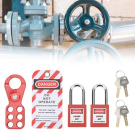 Electrical Lock Out Tag Out Kit, Security Padlock Kit Tagout Lockout Kit with Safety Hasp Padlock Loto Tag Keys, Tamper Proof for Industrial Equipment(1in/25mm Shackle)
