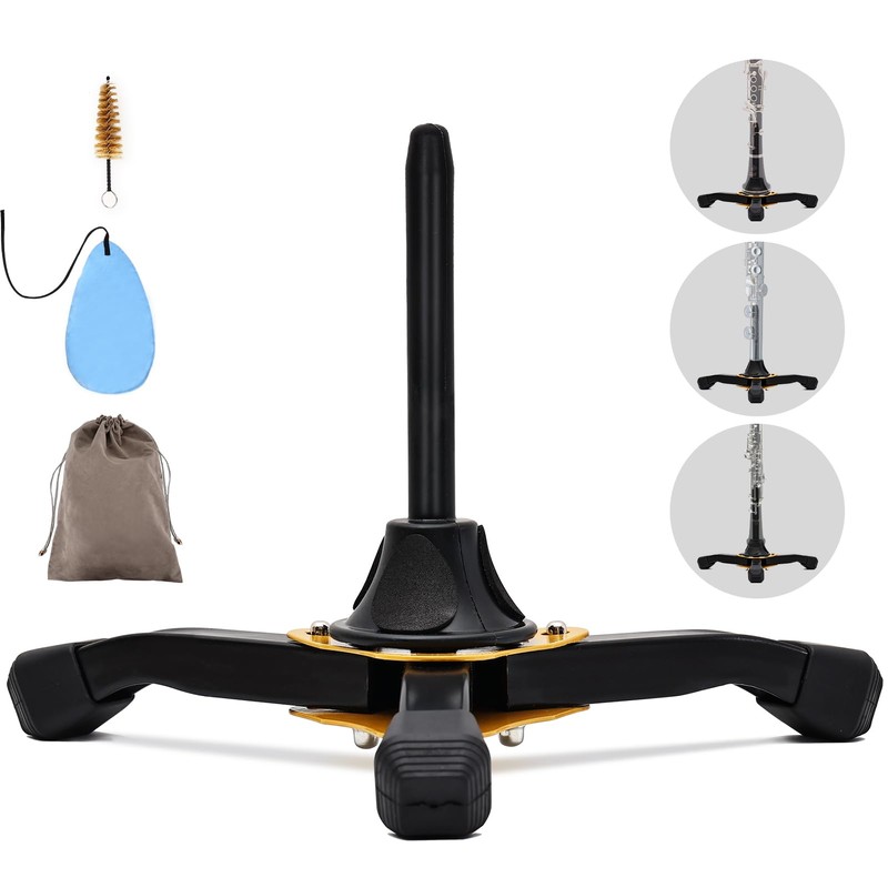 JUVAENY Clarinet Stand, Portable Flute Clarinet Stand with Flannel Bag,Clarinet
