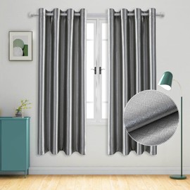 Ystyle Vorhänge Wohnzimmer 2er Set, Thermovorhang Kälteschutz, Gardinen Blickdicht, Vorhang Verdunklungsvorhänge, Gardinen Mit Ösen, Schallschutz Vorhang, 140x240 cm, Hellgrau