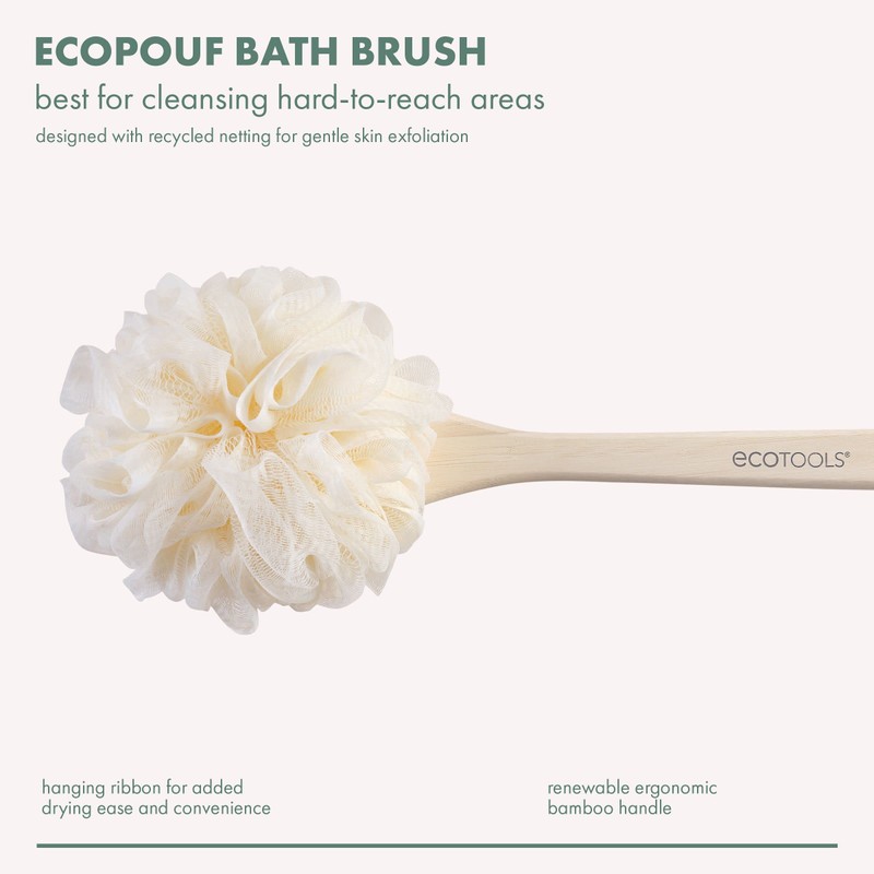 EcoTools EcoPouf Bath Brush, Loofah Brush for Bath & Shower,