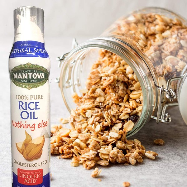 Mantova Rice Oil, 100% Pure Cooking Spray with Omega-3, perfect grilling, baking, or seasoning for cooking, our oil dispenser bottle lets you spray, drip, or stream with no waste, 5 oz (Pack of 6)