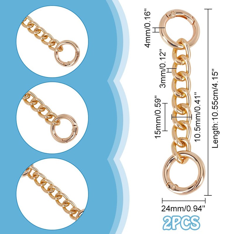 UNICRAFTALE 2Pcs Bag Extender Chain Golden Handbag Strap Extender Bag