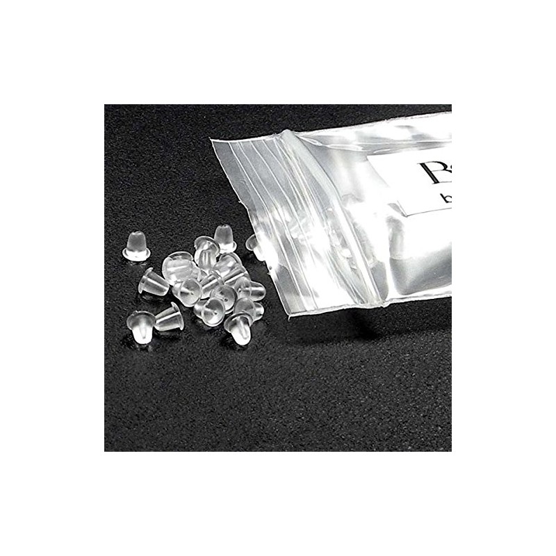 100 BdBeads Clear Hypoallergenic Soft Plastic Bullet Earring Backs Replacement