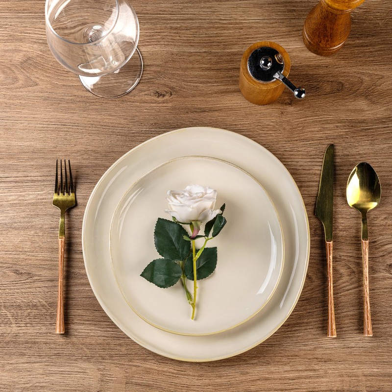 AmorArc Ceramic Dinnerware Sets,Handmade Reactive Glaze Stoneware Plates and Bowls