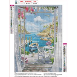 MXJSUA 5D Diamond Painting, Landscape Coastal Boat Landscape Diamond Painting Kits Pictures for Adults, DIY Diamond Painting Children's Picture Set 30 x 40 cm for Wall Decoration