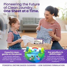 Blumix Laundry Detergent Sheets (50 sheets, upto 100 loads): Lavender Scented - Enzyme Powered, Hypoallergenic, Vegan, Travel-friendly, No Parabens or Phosphates, HE Compatible, Eco-friendly